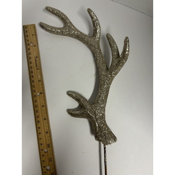 Pair of Gold Glitter Floral Pick Deer Antlers Christmas ornaments decor crafts - Picture 4 of 4
